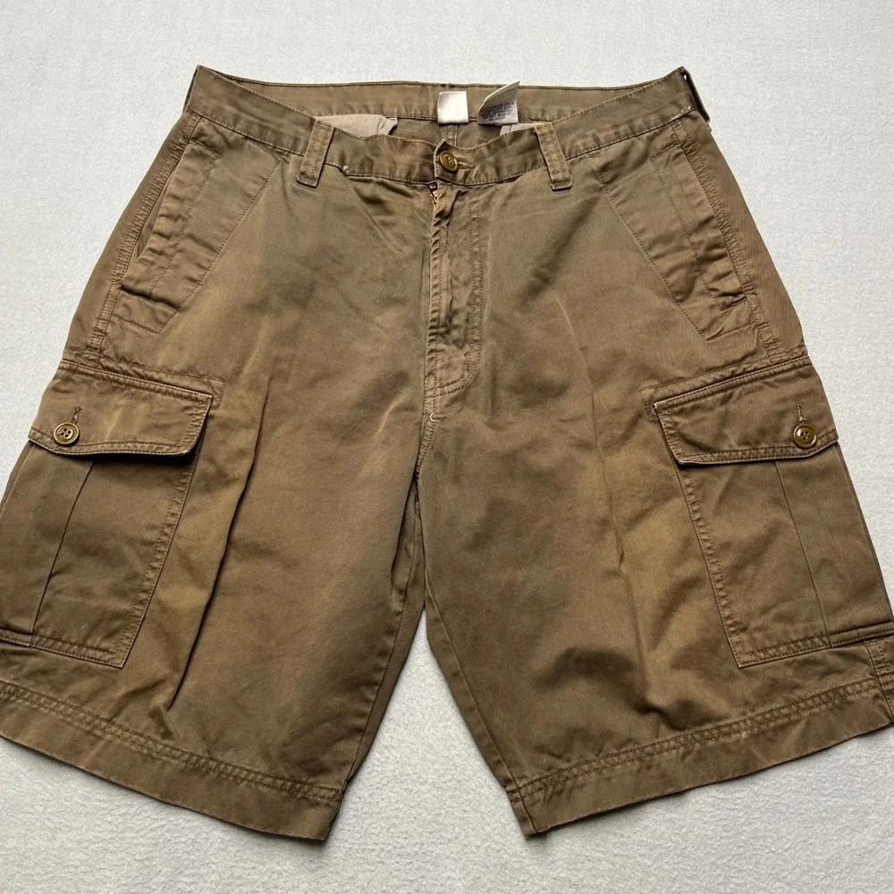 VTG Lucky Brand Mens Brown Cotton Twill Cargo Shorts Utility Workwear 32 Y2K‎